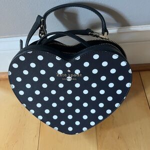 Kate Spade Black and White Polka Dot Heart Mini Bag NWOT